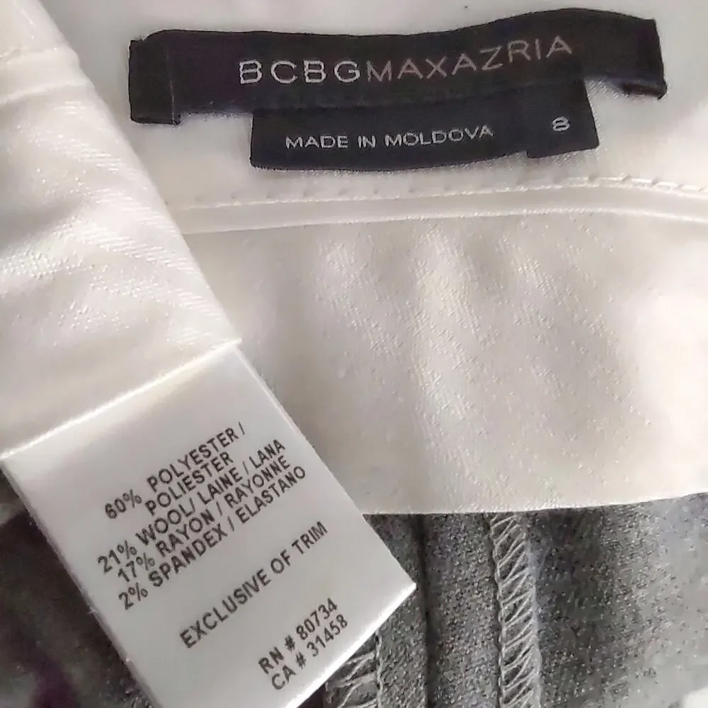 BCBG Gray Tailored Trousers Size 8 Career Dressy Low Waist Classic Work Pants